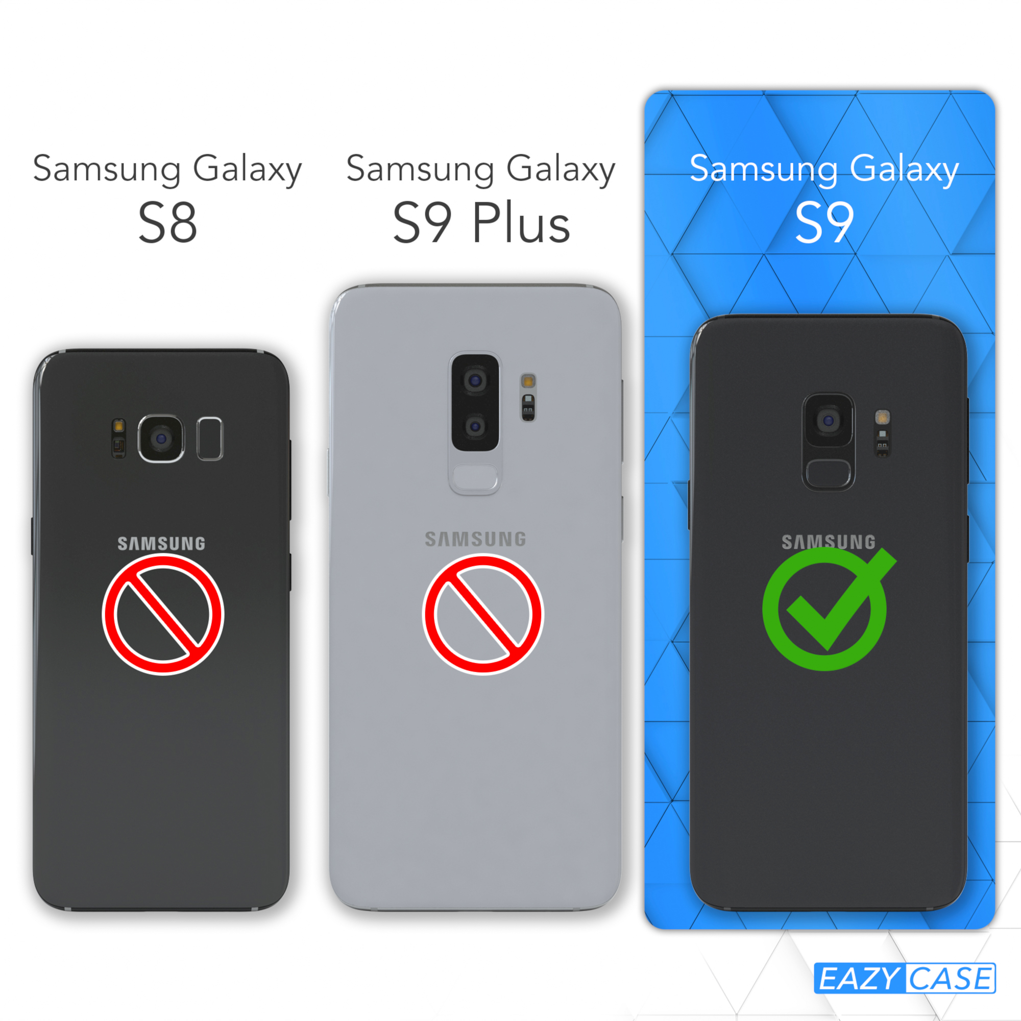 Galaxy Umhängetasche, Samsung, Cover EAZY Umhängeband, mit Clear CASE S9, Schwarz