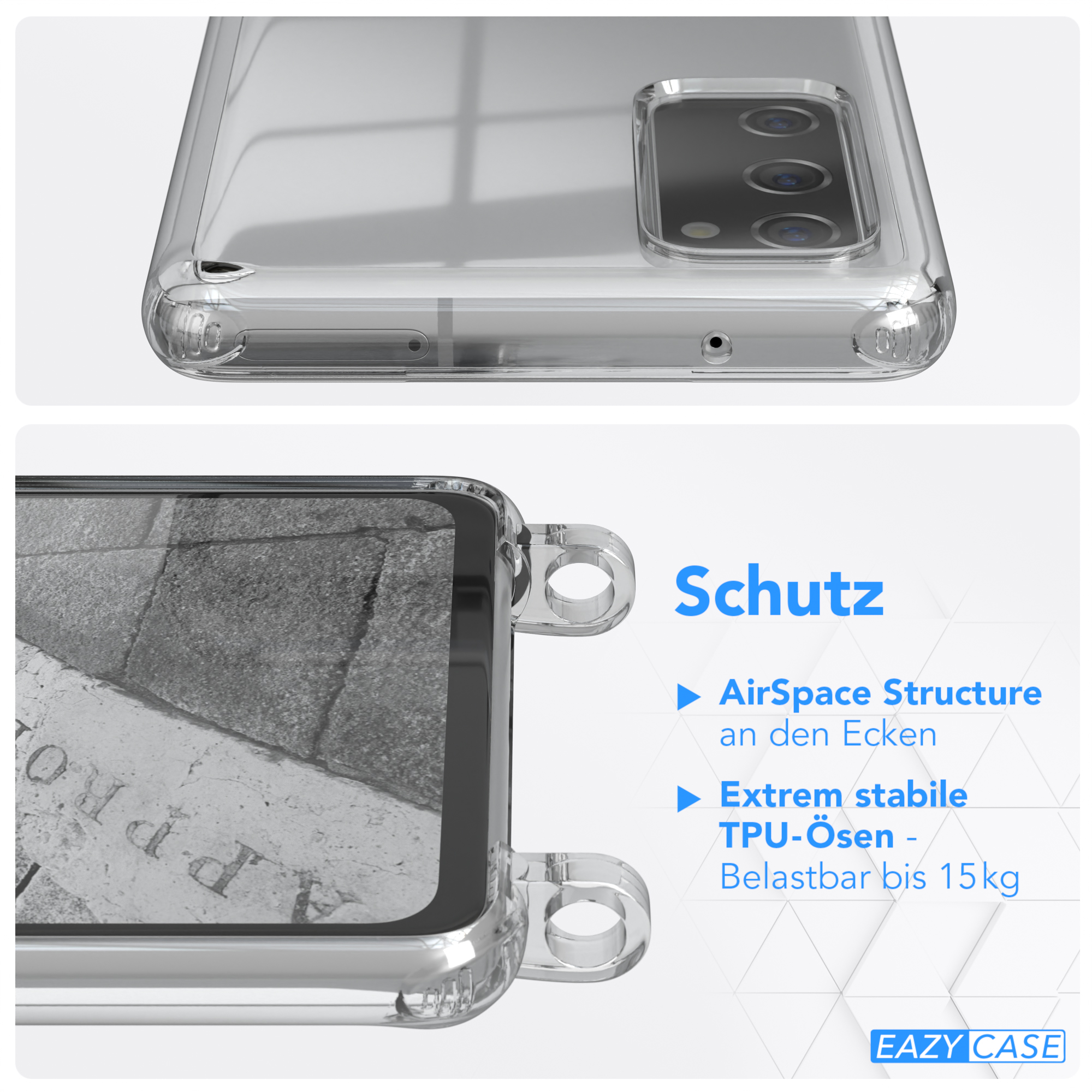 CASE Clear FE 5G, EAZY Anthrazit / Umhängetasche, S20 Galaxy Cover Samsung, mit S20 Umhängeband, FE