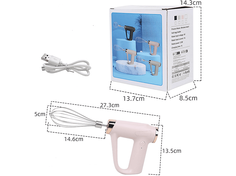 Backen Rosa elektrischer Schneebesen Schnurloser Mixer Haushalt Kleines Watt) (100 SHAOKE Schneebesen Aufschlaggerät Sahne