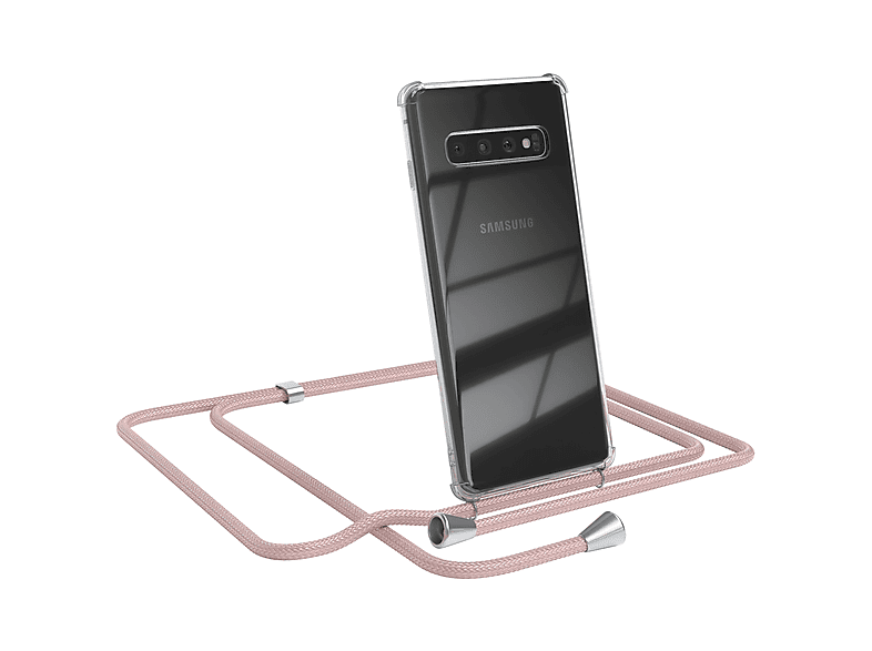 S10, Clear EAZY Rosé Galaxy CASE Umhängetasche, Umhängeband, Samsung, mit Cover / Clips Silber