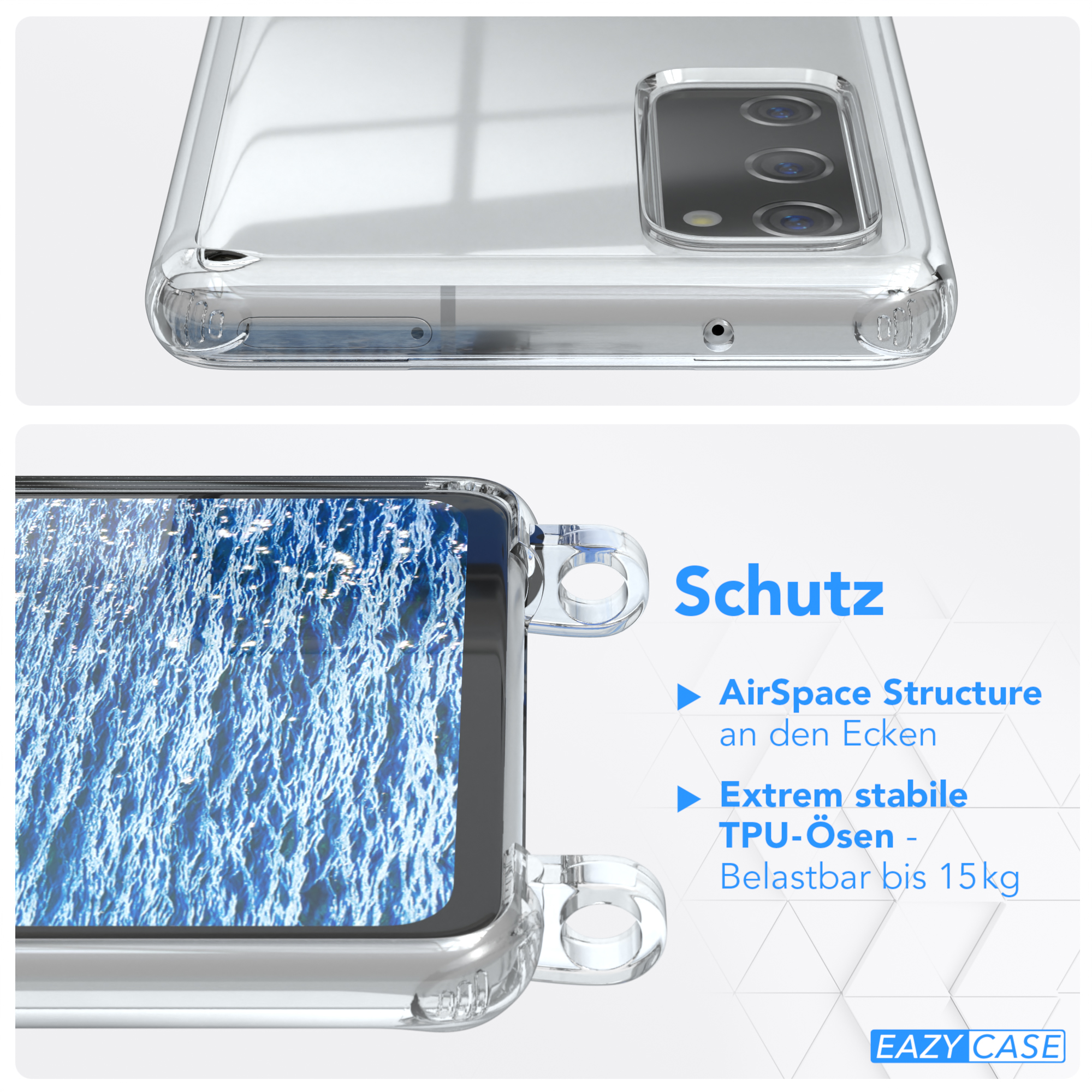 EAZY CASE Clear Cover FE Galaxy Samsung, Camouflage / FE Clips Silber S20 mit 5G, Umhängetasche, / Umhängeband, S20 Blau
