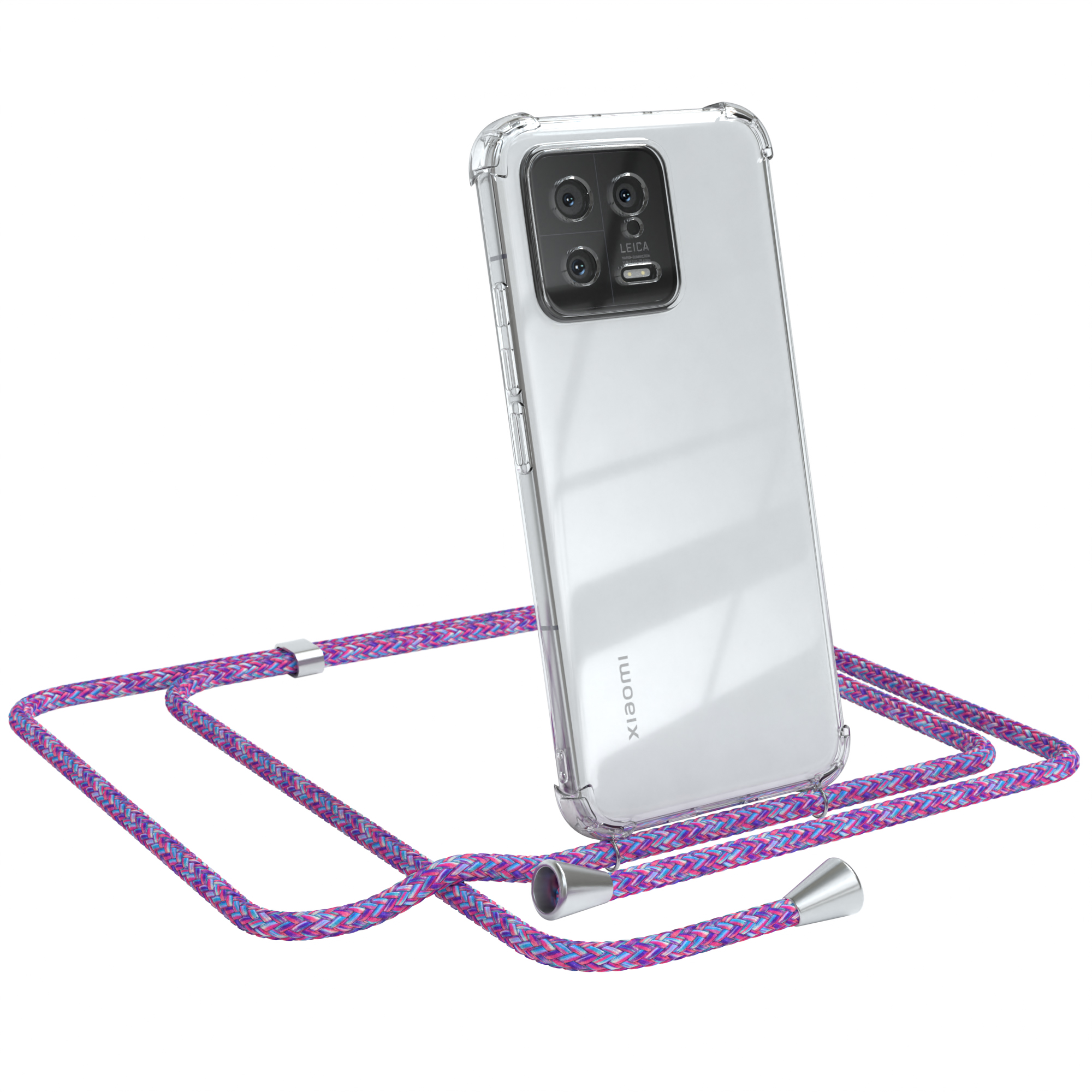 Silber Lila Clear Clips Cover Umhängeband, Xiaomi, mit 13, Umhängetasche, EAZY CASE /