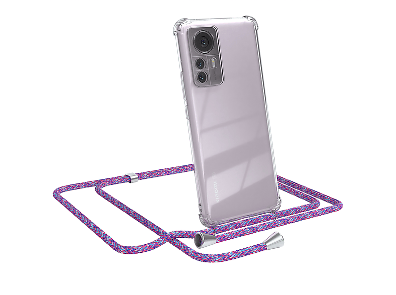 EAZY CASE Clear Cover Lila Xiaomi, Umhängetasche, mit Umhängeband, Pro, / Clips 12 Silber