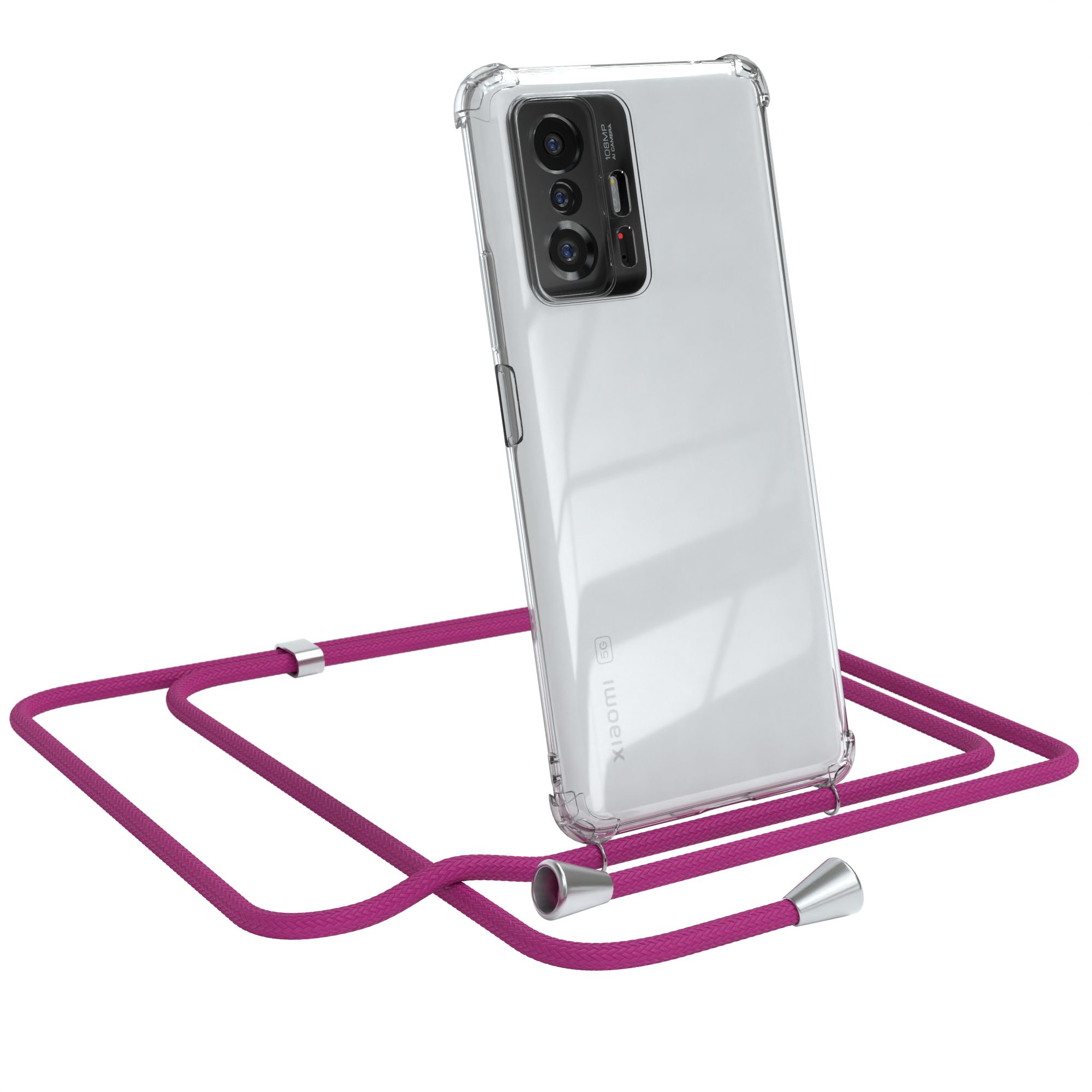 EAZY CASE Clear Pro Umhängetasche, 5G, mit / Xiaomi, Pink Silber 11T Clips / 11T Umhängeband, Cover