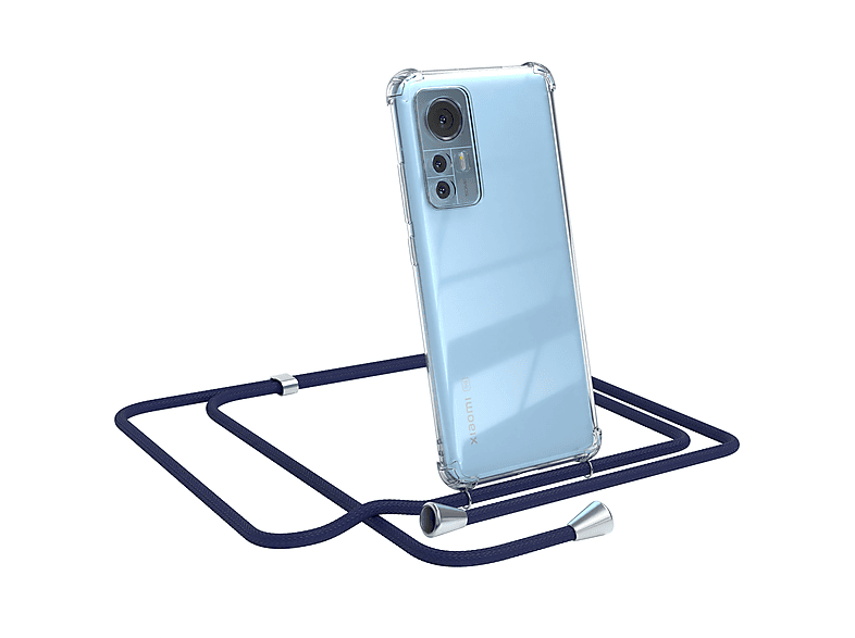 EAZY CASE Blau Xiaomi, / Clips Cover 12 Umhängetasche, mit / 12X, Clear Silber Umhängeband