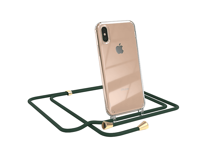 CASE / Apple, Clear XS Umhängeband, Gold Cover mit iPhone Umhängetasche, EAZY Max, Grün Clips