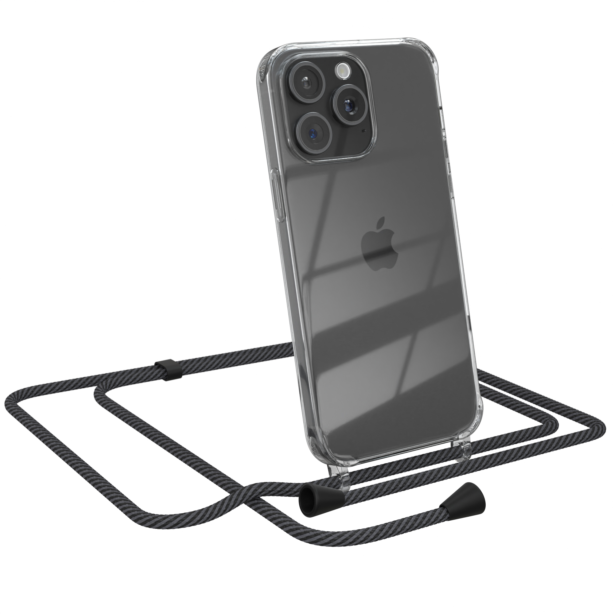 Apple, Anthrazit Cover iPhone EAZY Umhängeband, Clear Max, 15 Pro mit Umhängetasche, CASE