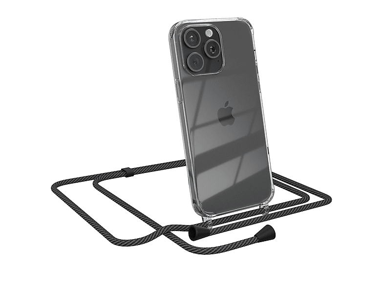 EAZY CASE Apple, Anthrazit iPhone 15 Umhängeband, mit Umhängetasche, Pro Max, Cover Clear