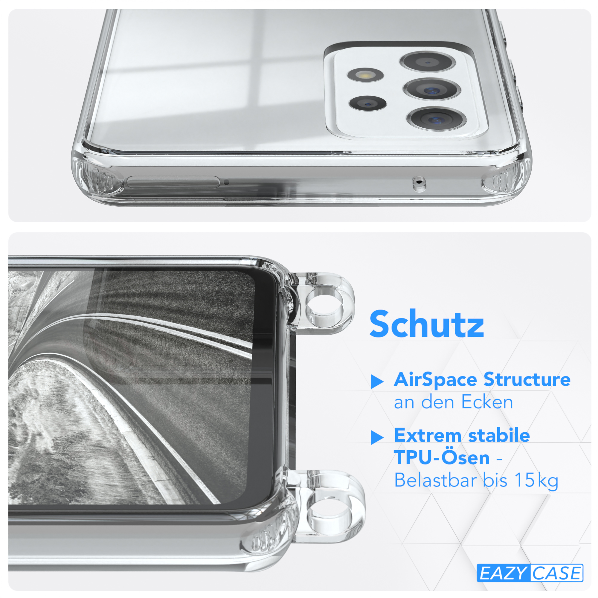 A52 Galaxy / EAZY A52 5G Umhängetasche, / Umhängeband, Clips Clear CASE Cover Grau A52s mit Samsung, / Silber 5G,