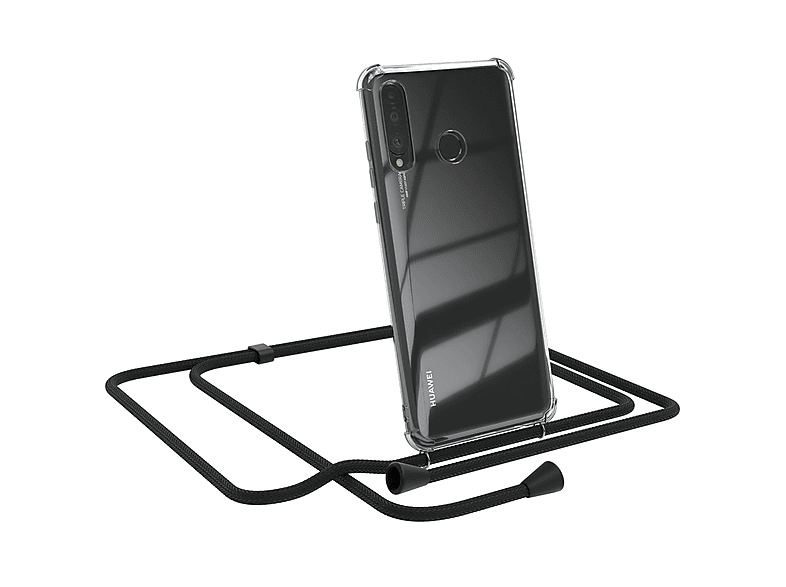 EAZY CASE Clear Schwarz Cover Umhängeband, Umhängetasche, mit Huawei, P30 Lite