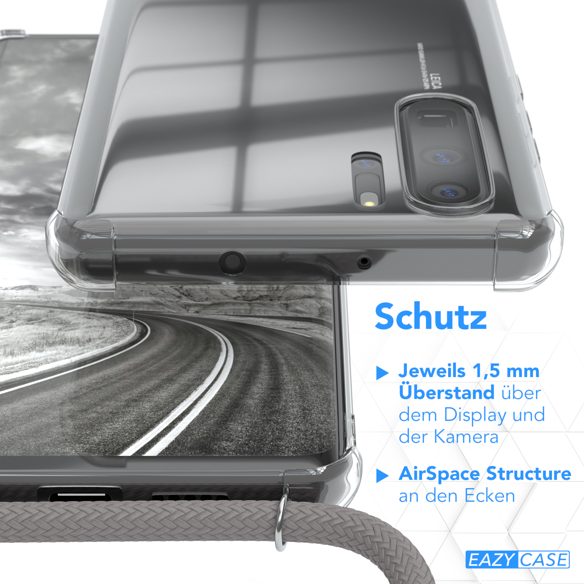 Umhängeband, Huawei, Grau Clear P30 Clips Pro, mit EAZY Cover Umhängetasche, Silber CASE /