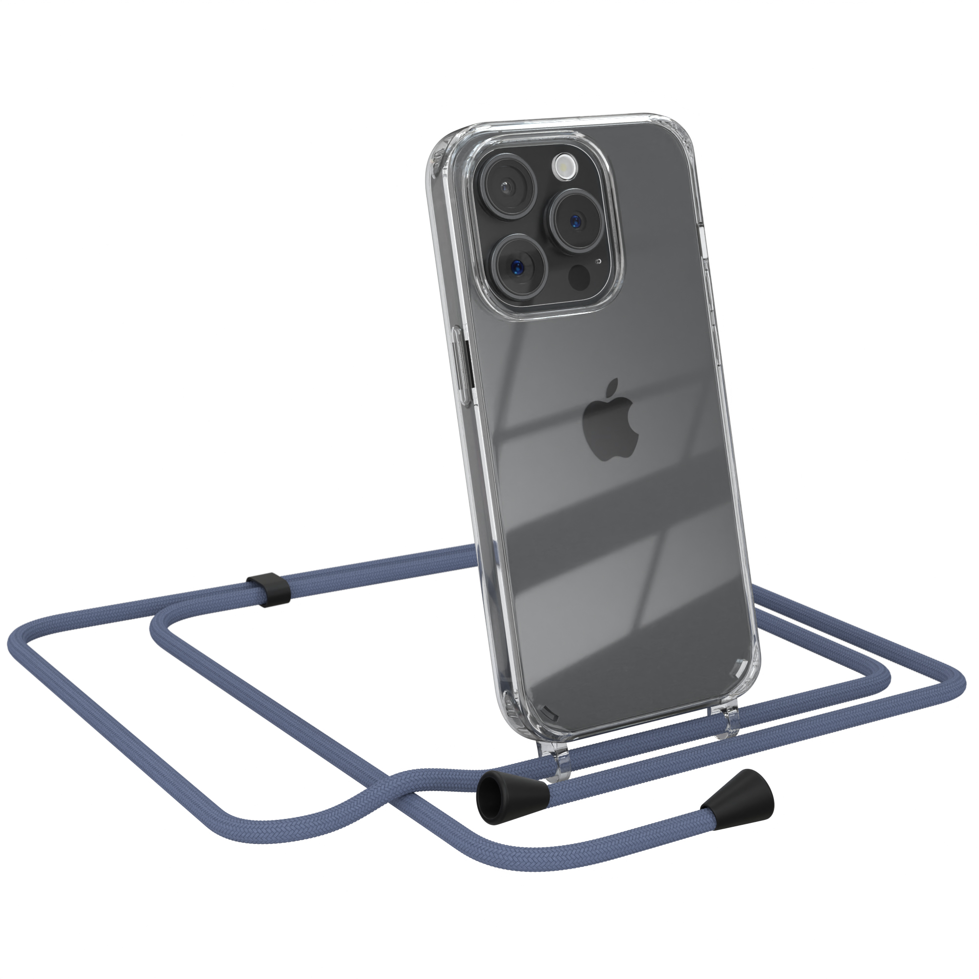 EAZY CASE Clear 15 Umhängeband, Blau iPhone Umhängetasche, Apple, Cover mit Pro