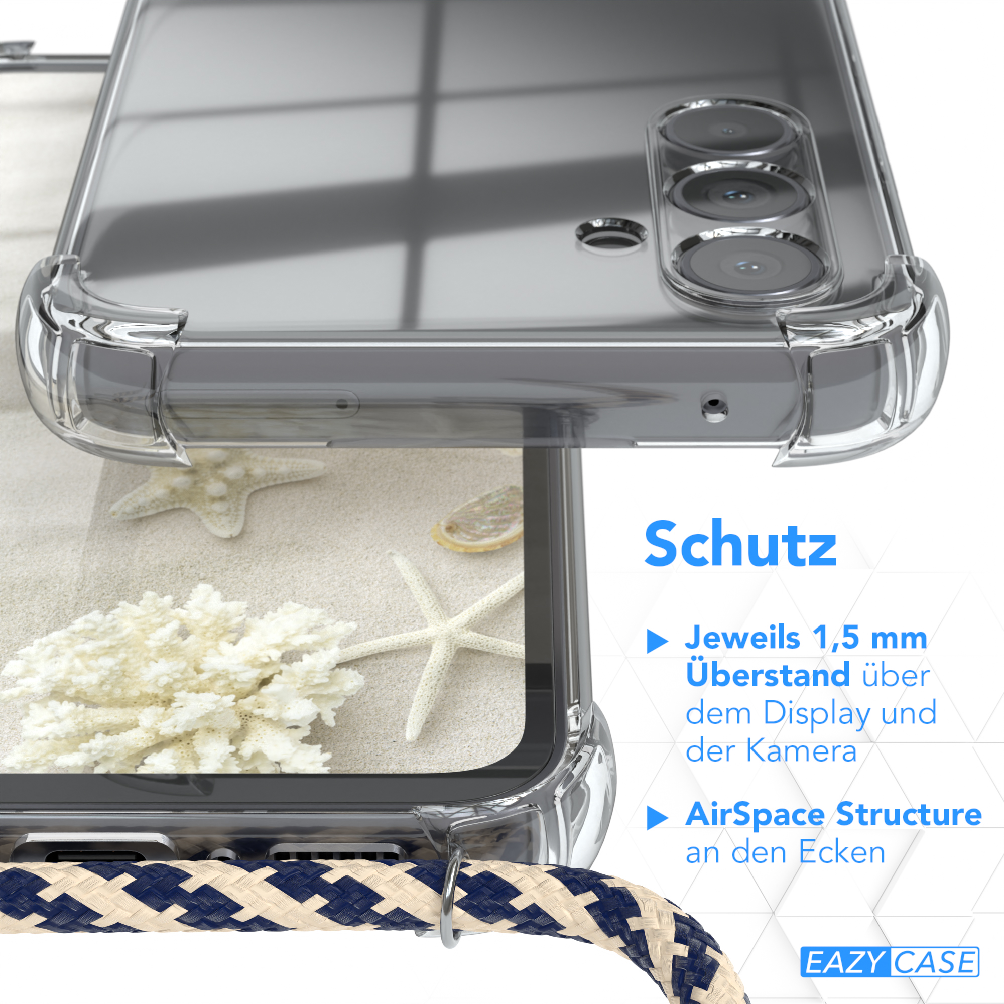 EAZY CASE mit Umhängeband, Clear Galaxy A54, Taupe Umhängetasche, Samsung, Camouflage Cover