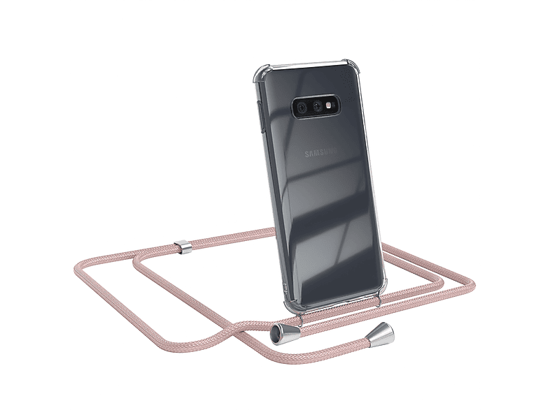 EAZY CASE Galaxy Samsung, Rosé Silber / Cover mit Umhängeband, Clips Umhängetasche, Clear S10e