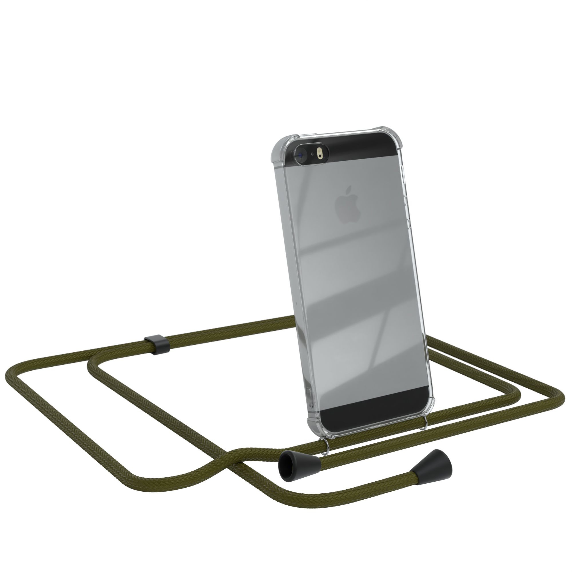 Clear Grün mit Umhängetasche, Olive 5 Cover iPhone CASE 2016, iPhone 5S, SE / Umhängeband, EAZY Apple,