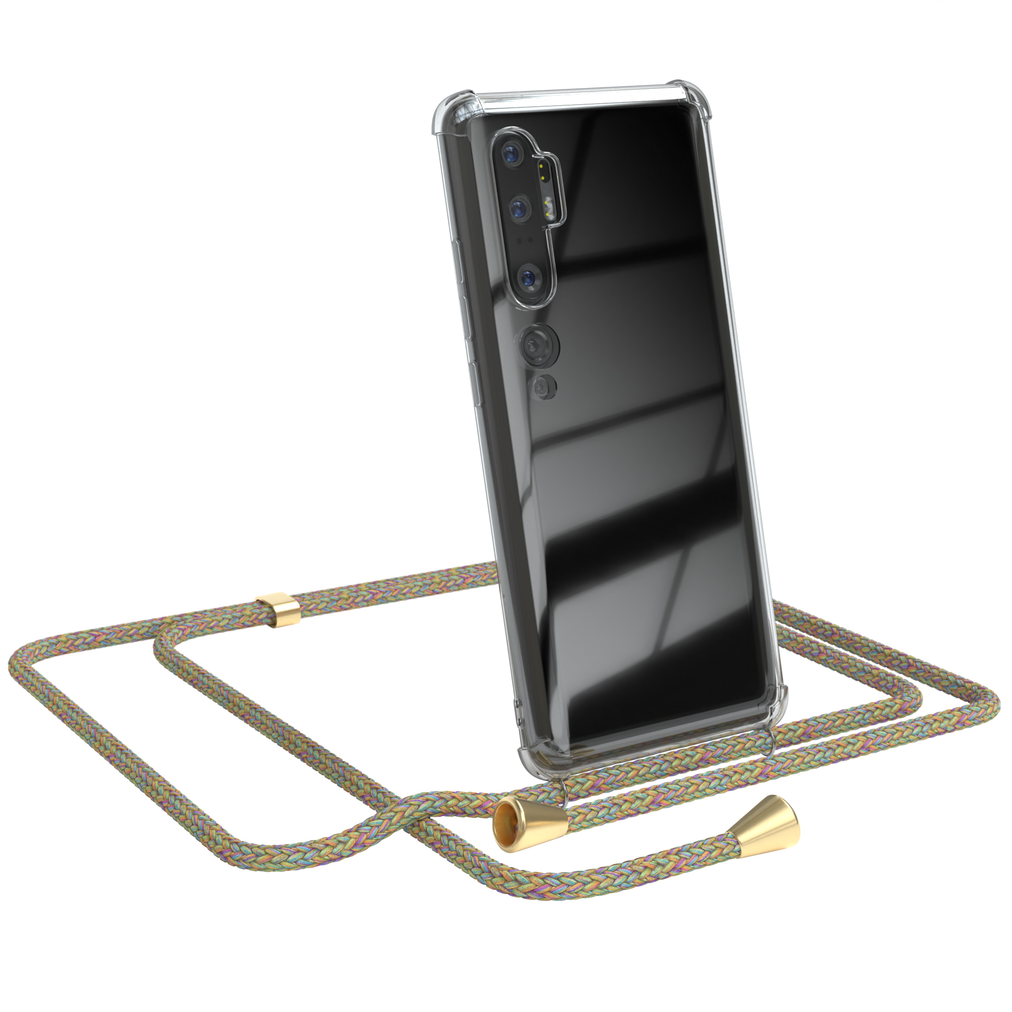 EAZY CASE Clear Cover mit Xiaomi, Pro, 10 Clips Gold Umhängetasche, Note / Mi Umhängeband, / 10 Bunt Note Mi