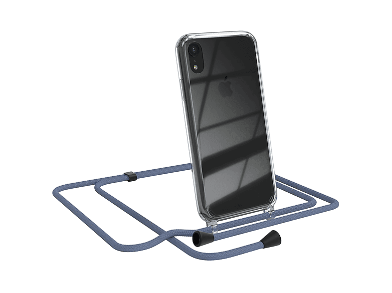 EAZY CASE Clear XR, iPhone Umhängeband, Umhängetasche, Blau mit Cover Apple