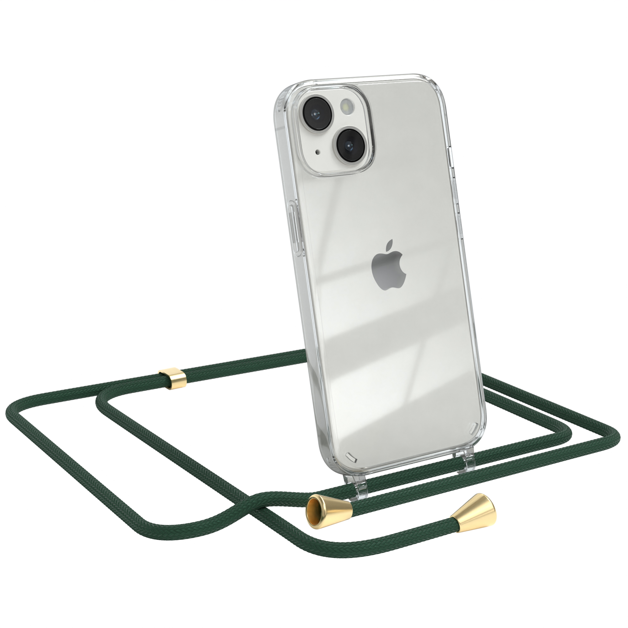 Umhängeband, Gold EAZY Clear Apple, Cover / 14, mit Grün Umhängetasche, Clips iPhone CASE