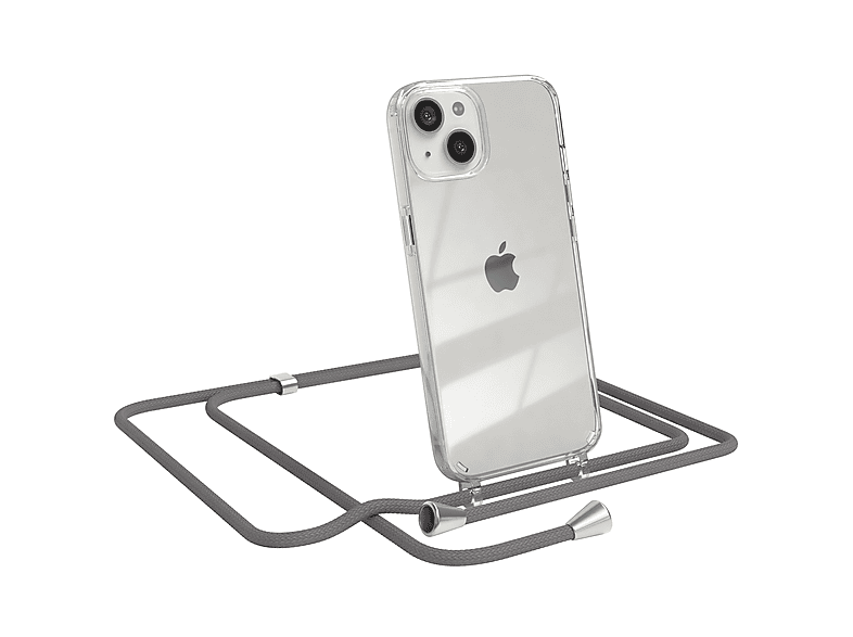 Umhängetasche, Cover Apple, mit EAZY CASE iPhone / 13, Grau Silber Clips Clear Umhängeband,