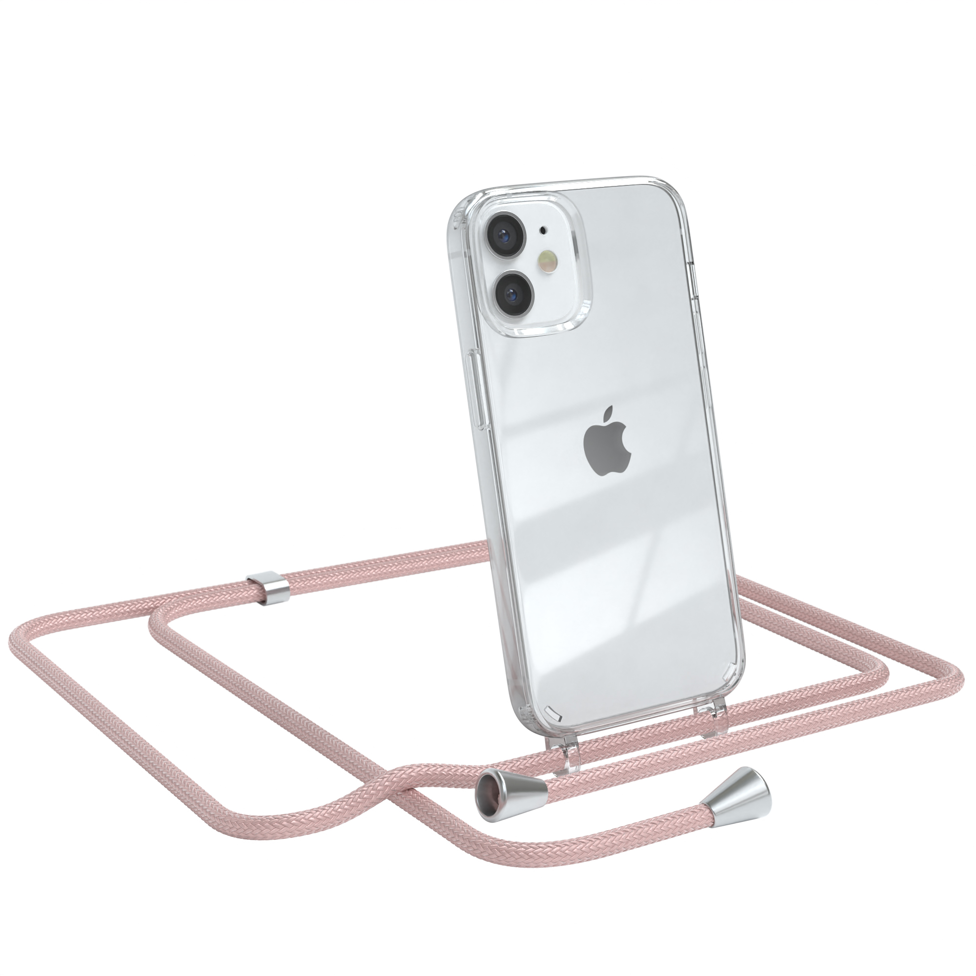 Umhängetasche, EAZY 12 Apple, / Umhängeband, Mini, Clear Silber Cover mit Rosé CASE Clips iPhone