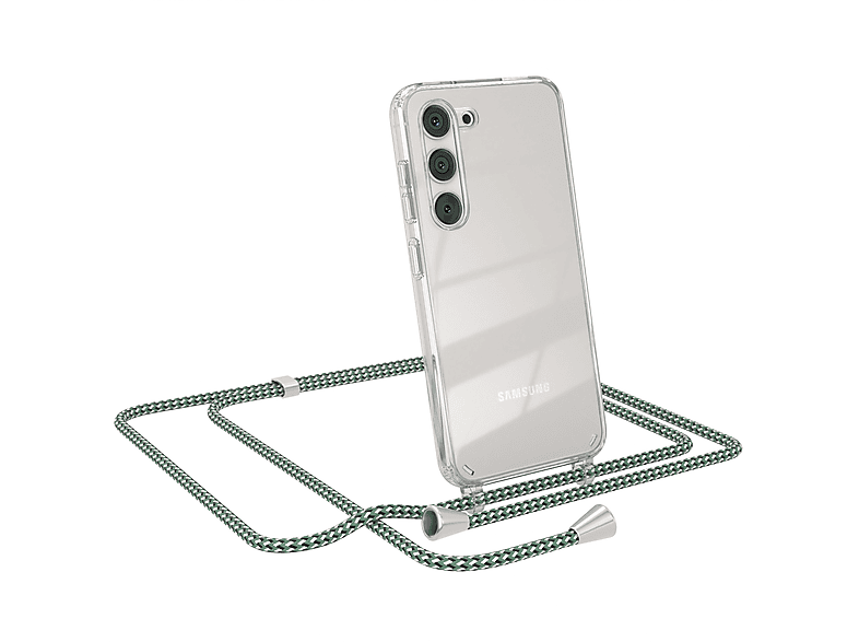 EAZY CASE Clear Galaxy Grün S23, Samsung, mit Weiß Umhängetasche, Umhängeband, Cover