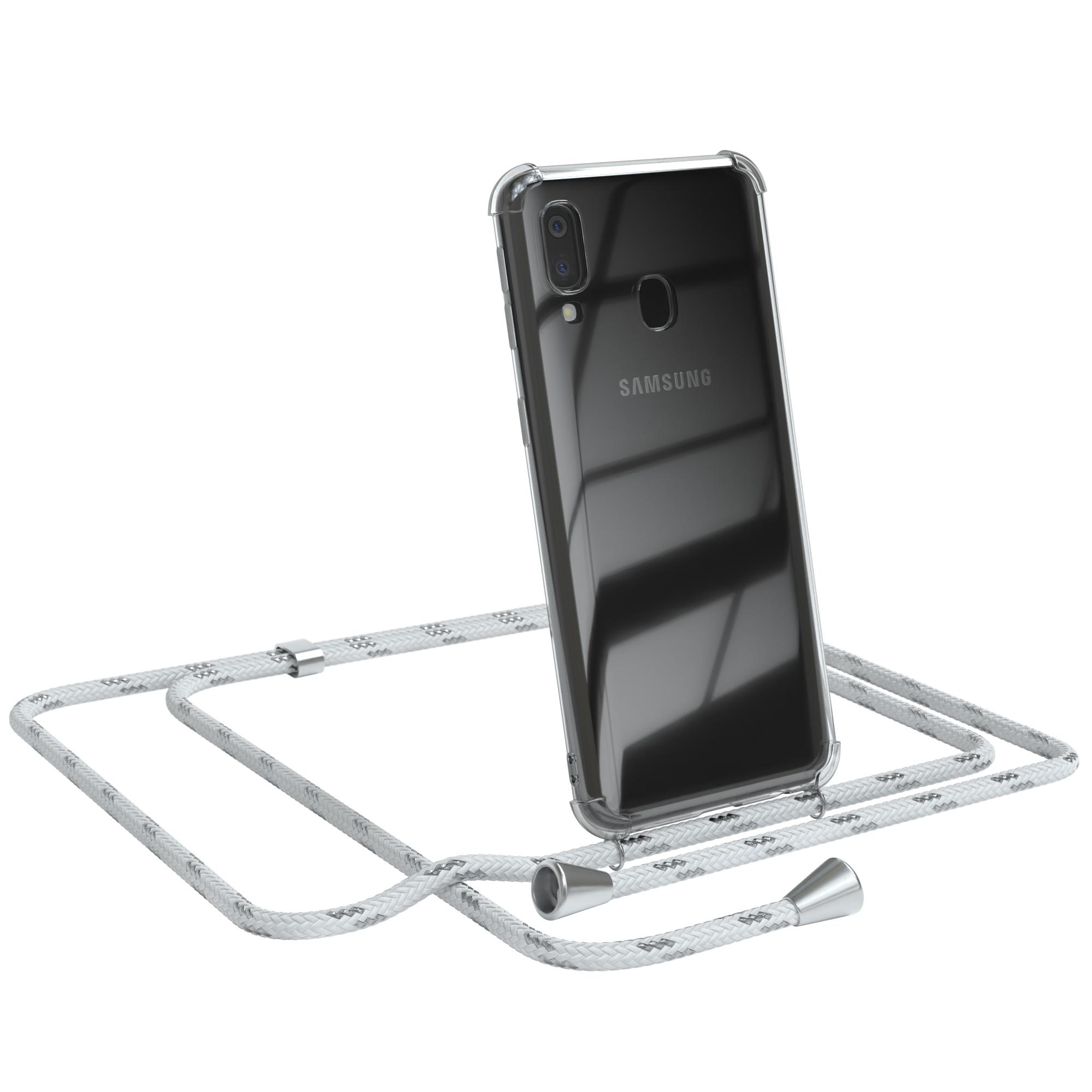 Galaxy Umhängetasche, Samsung, mit Cover Clips A40, Weiß Clear CASE Silber EAZY / Umhängeband,