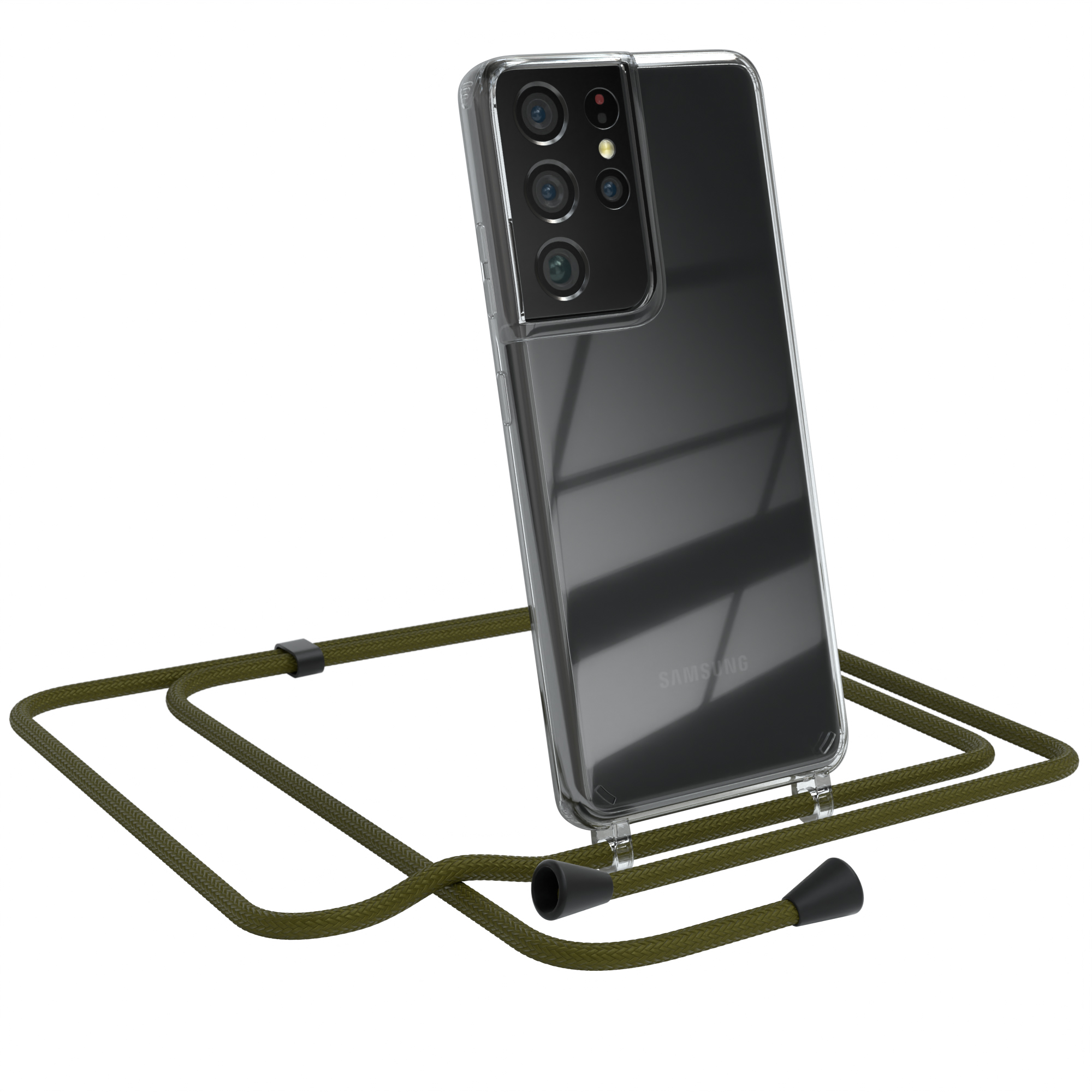 Olive Cover Grün Samsung, Ultra 5G, EAZY Umhängetasche, S21 Clear Galaxy mit Umhängeband, CASE