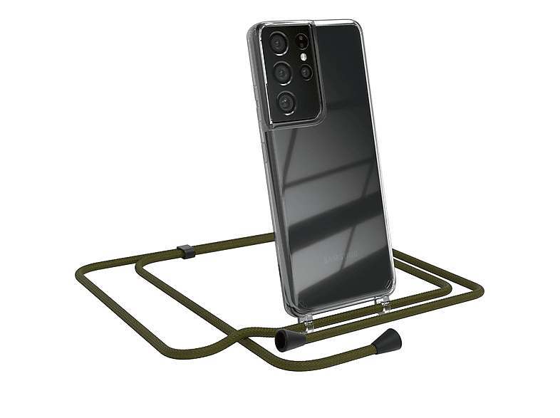 Samsung, Olive Ultra EAZY S21 Umhängeband, mit Umhängetasche, Galaxy 5G, Clear CASE Cover Grün