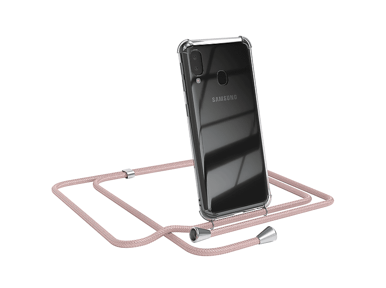 Rosé EAZY Umhängeband, Cover Silber Clear CASE mit A20e, Samsung, Clips / Umhängetasche, Galaxy