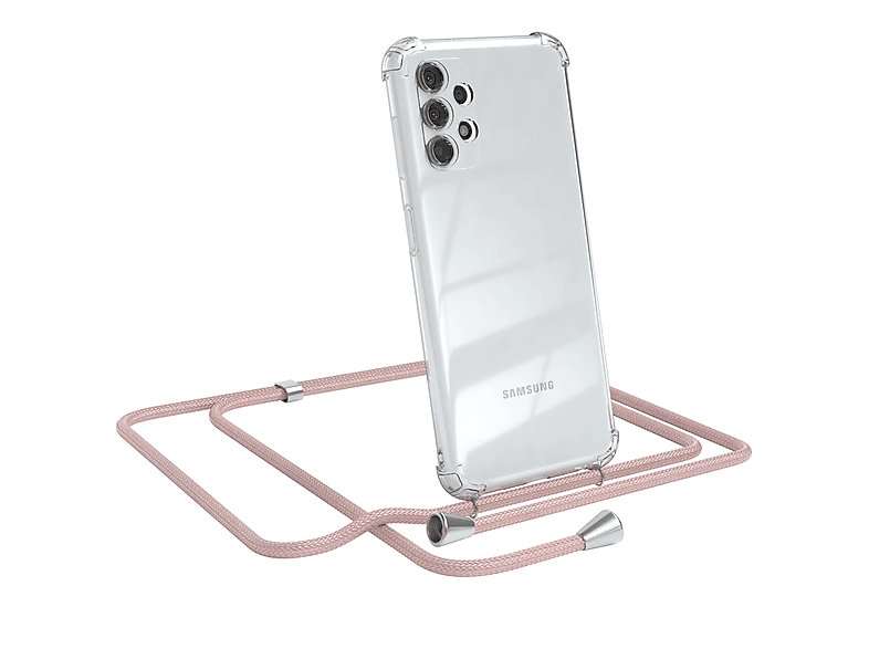 EAZY CASE Clear A13, Silber Clips Samsung, Galaxy Umhängetasche, mit Umhängeband, Cover Rosé 