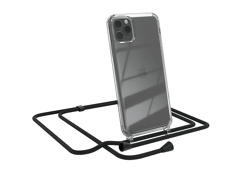 EAZY CASE Clear Cover mit Umhängeband, Umhängetasche, Apple, iPhone 11 Pro Max, Schwarz