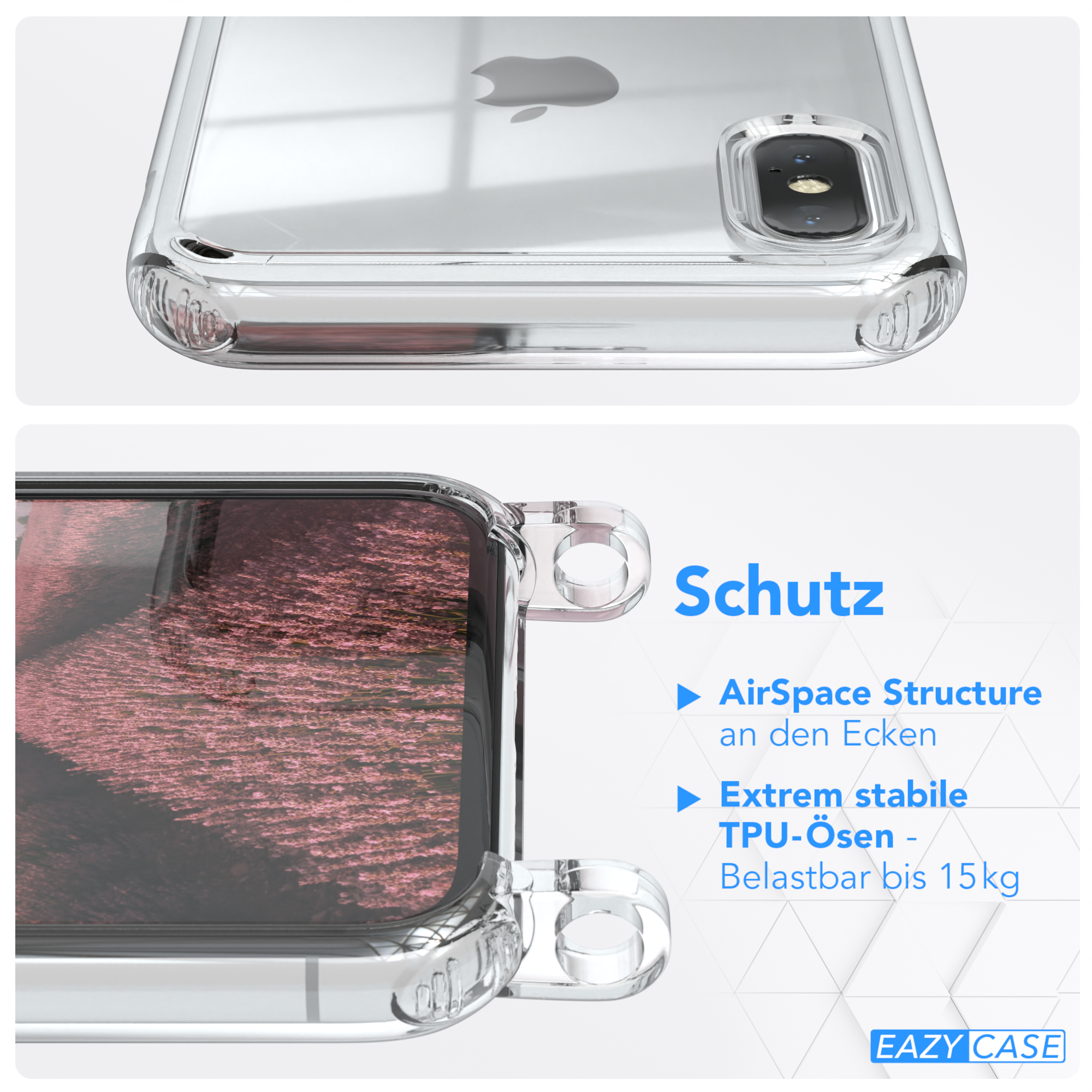 Klare Handyhülle im Nahaufnahme. Das Gehäuse hat ein transparentes Design mit Schutzfunktionen.