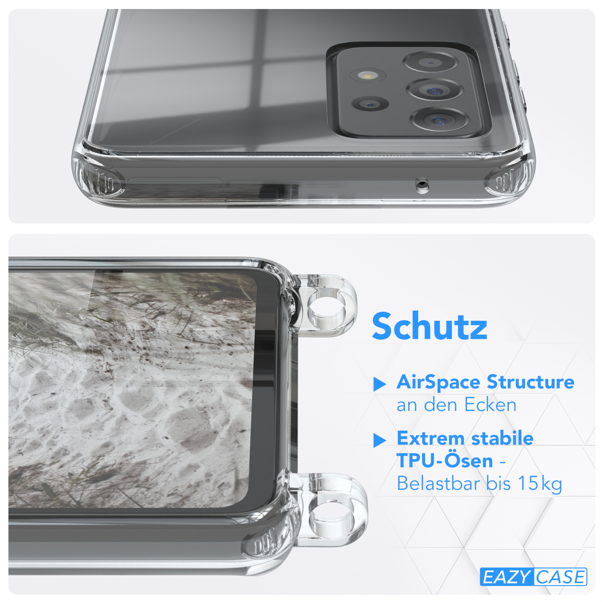 EAZY CASE Clear Cover mit 5G Umhängeband, A52 / 5G, Umhängetasche, Galaxy A52s / Blau Samsung, A52