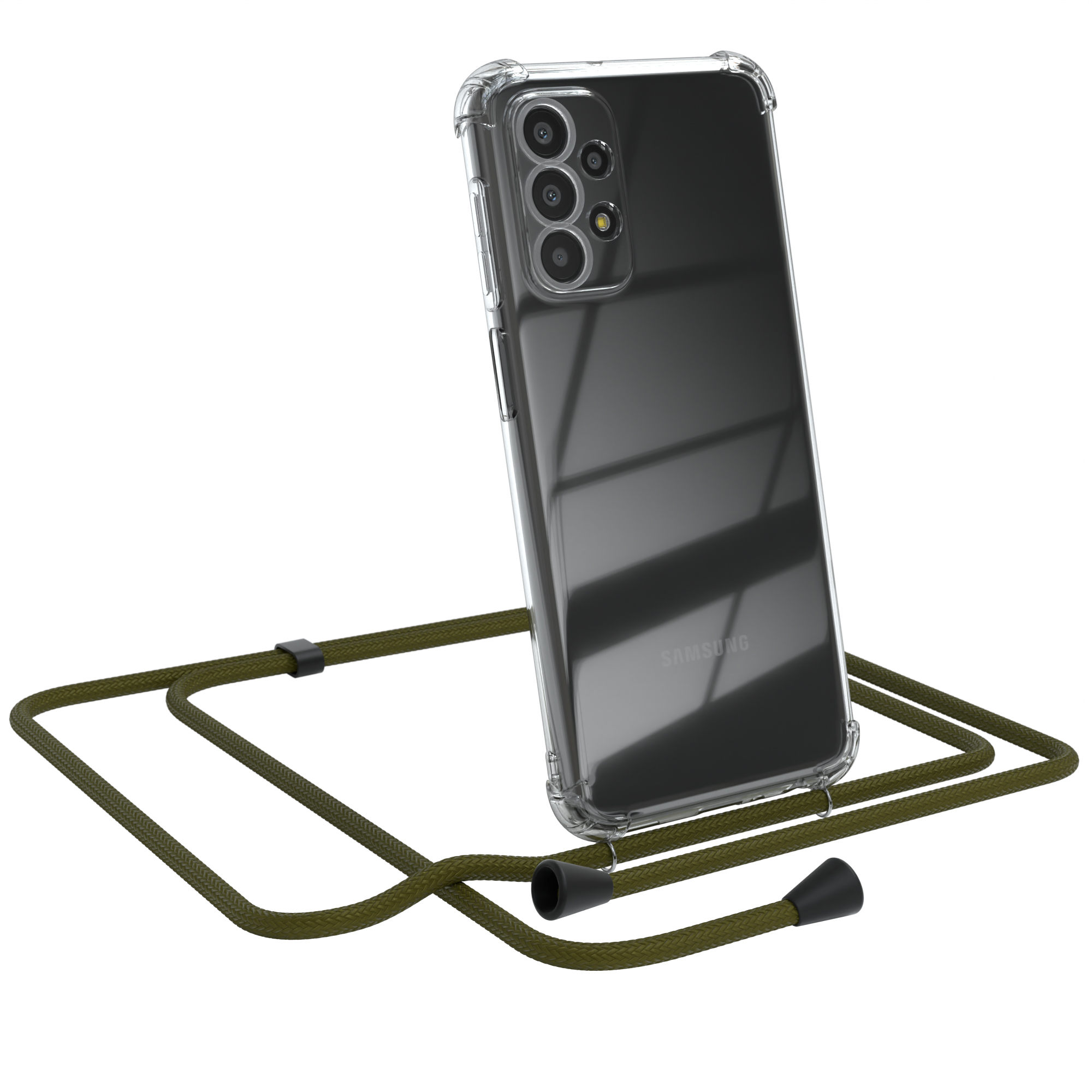 EAZY CASE Clear Cover Samsung, mit 5G, Umhängetasche, Olive Galaxy Grün A23 Umhängeband