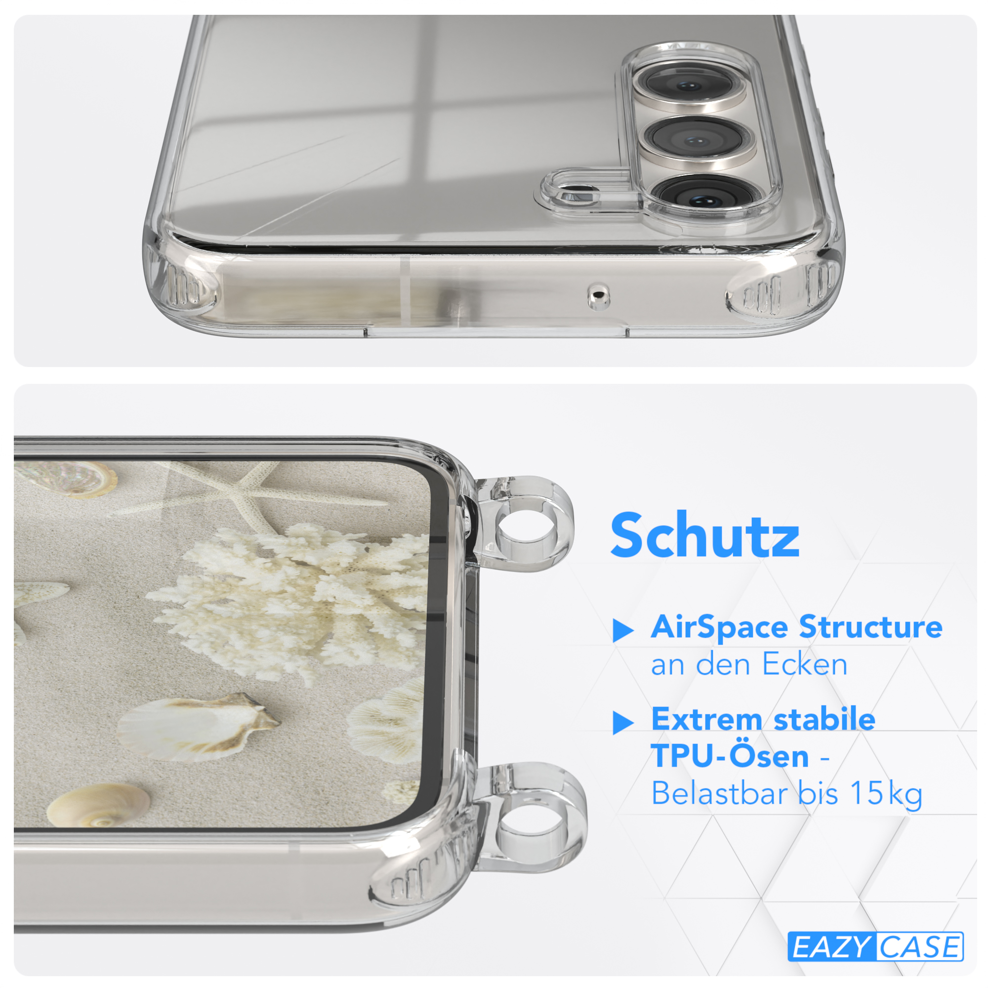 EAZY CASE Clear Cover mit S23, Samsung, Umhängeband, Galaxy Camouflage Taupe Umhängetasche