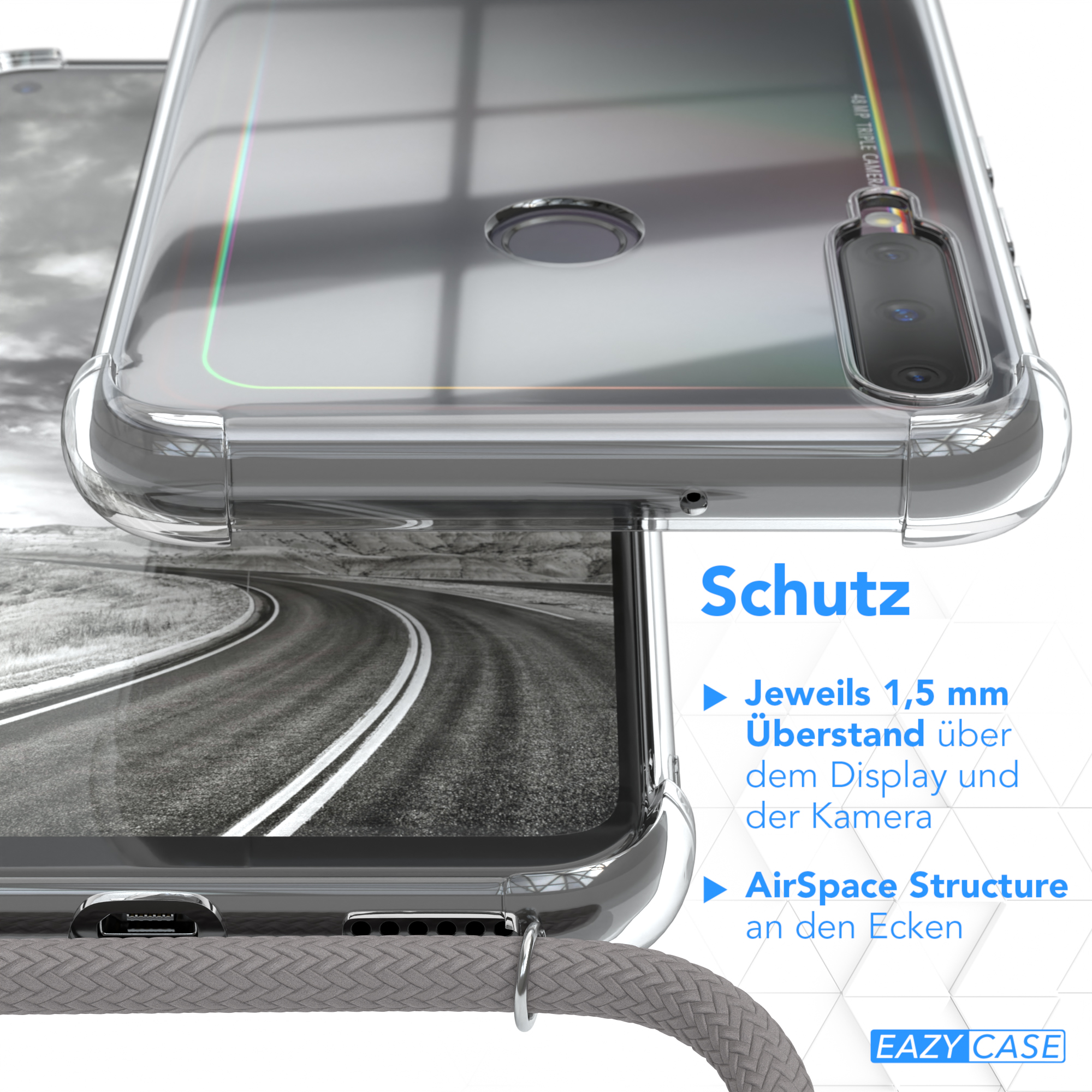 Huawei, mit / Umhängetasche, Clear Clips Grau Cover E, Lite P40 EAZY CASE Umhängeband, Silber