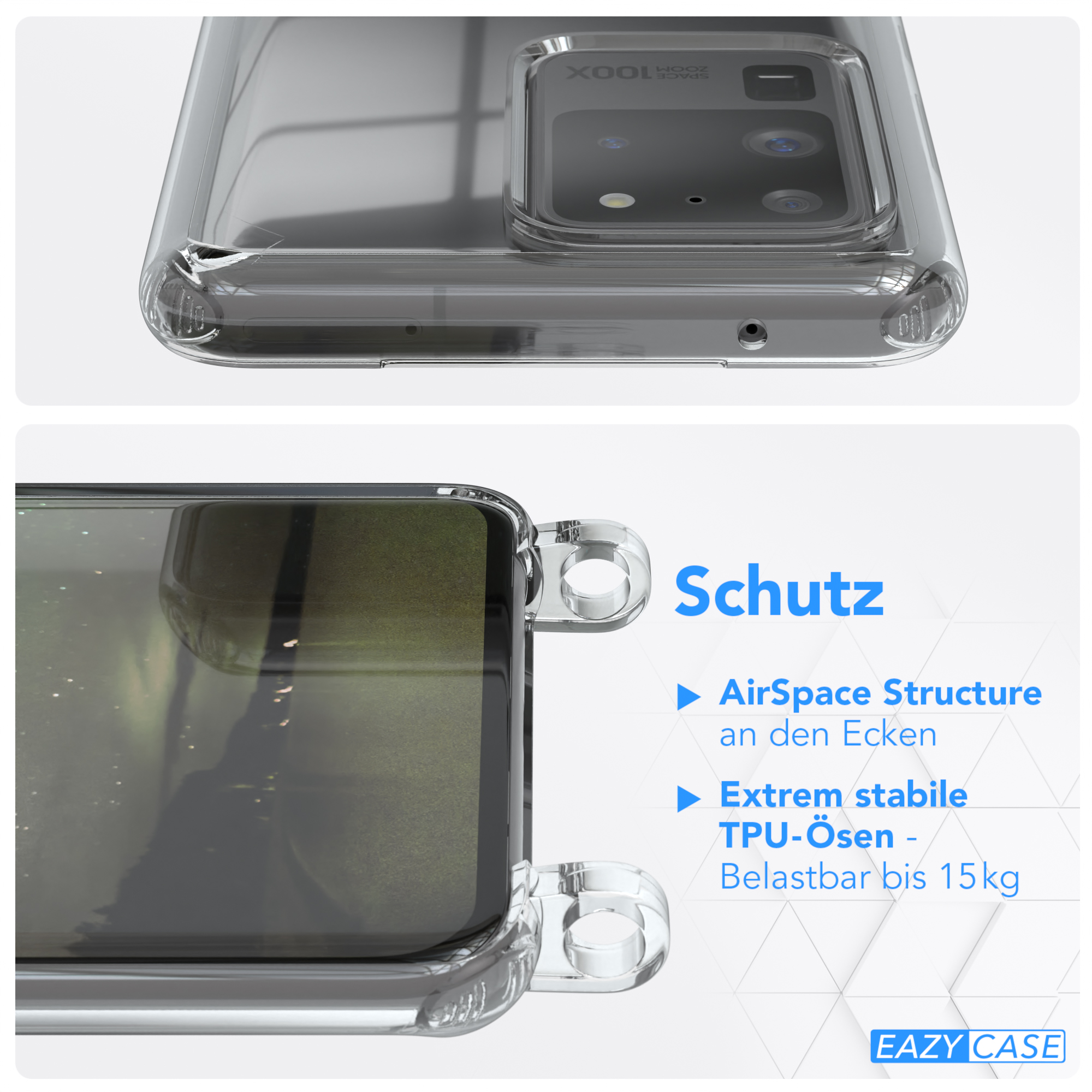 EAZY CASE Ultra S20 Umhängetasche, Galaxy Umhängeband, / 5G, Olive Clear S20 Ultra mit Samsung, Grün Cover
