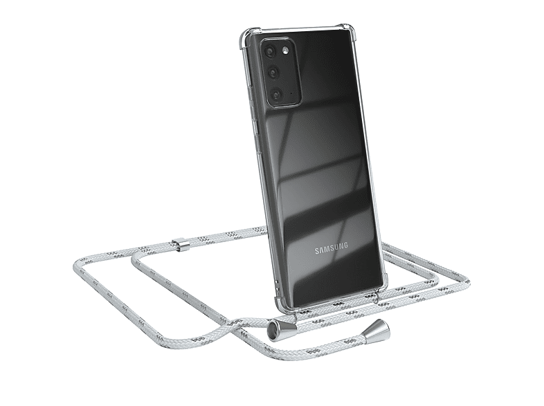 20 20 Samsung, EAZY Note Silber Cover / Clips mit CASE Note Umhängeband, Weiß Umhängetasche, Galaxy 5G, Clear /