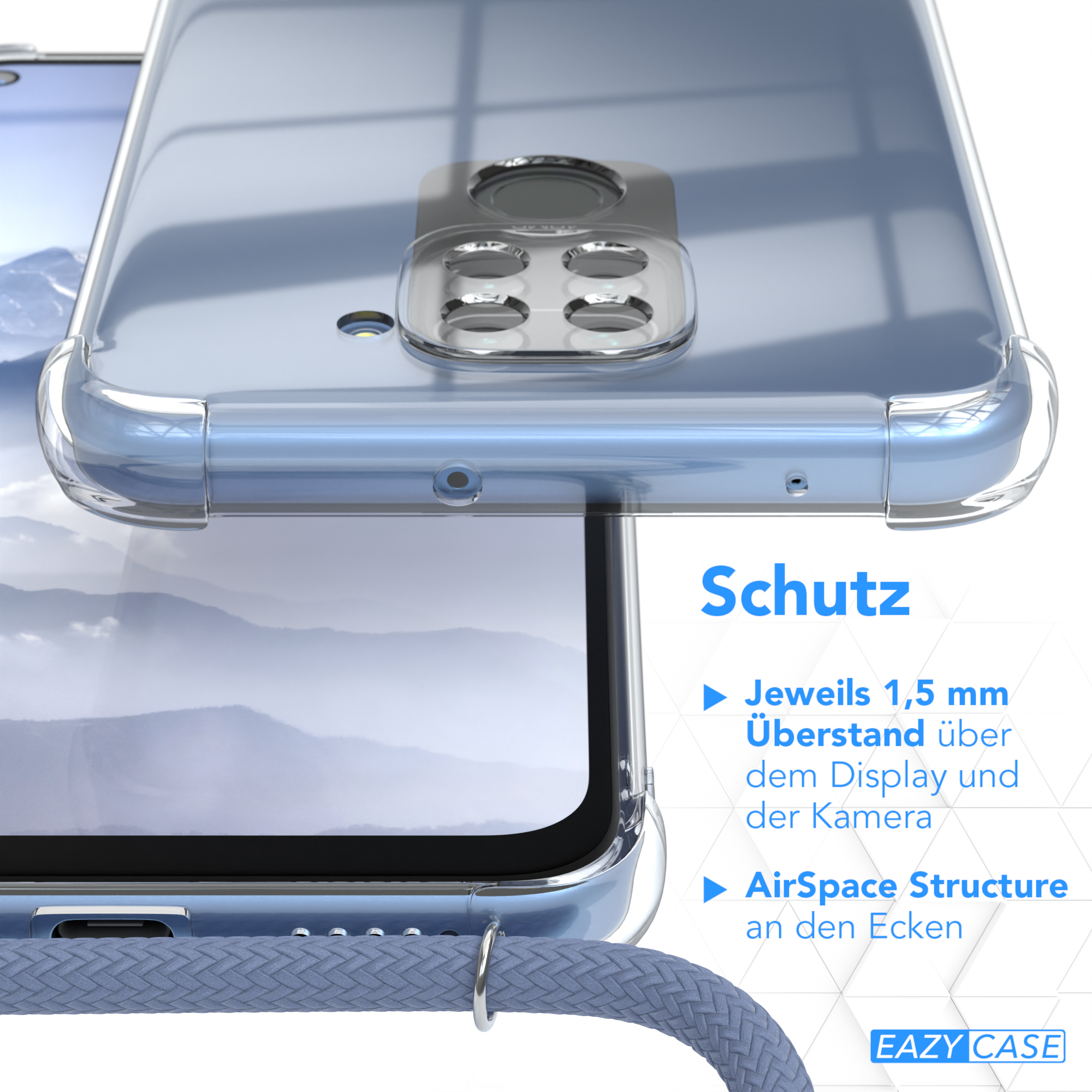 EAZY CASE / Redmi Note 10X Clear mit Redmi Blau Xiaomi, Umhängetasche, 4G, Umhängeband, Cover 9