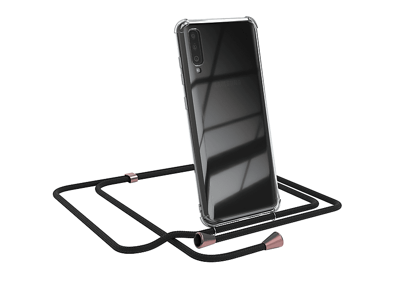 CASE Clear A70, EAZY Schwarz Cover mit Umhängeband, Galaxy Clips Umhängetasche, Samsung, / Rosé