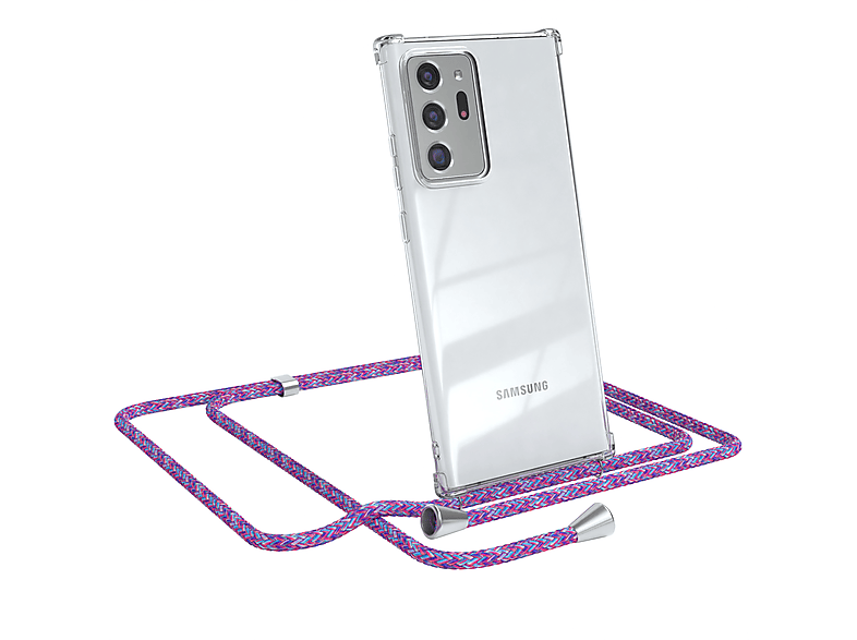 Ultra Note 5G, / Umhängeband, Lila 20 CASE 20 EAZY Umhängetasche, Ultra Galaxy Clear / Samsung, Silber Clips Cover mit Note