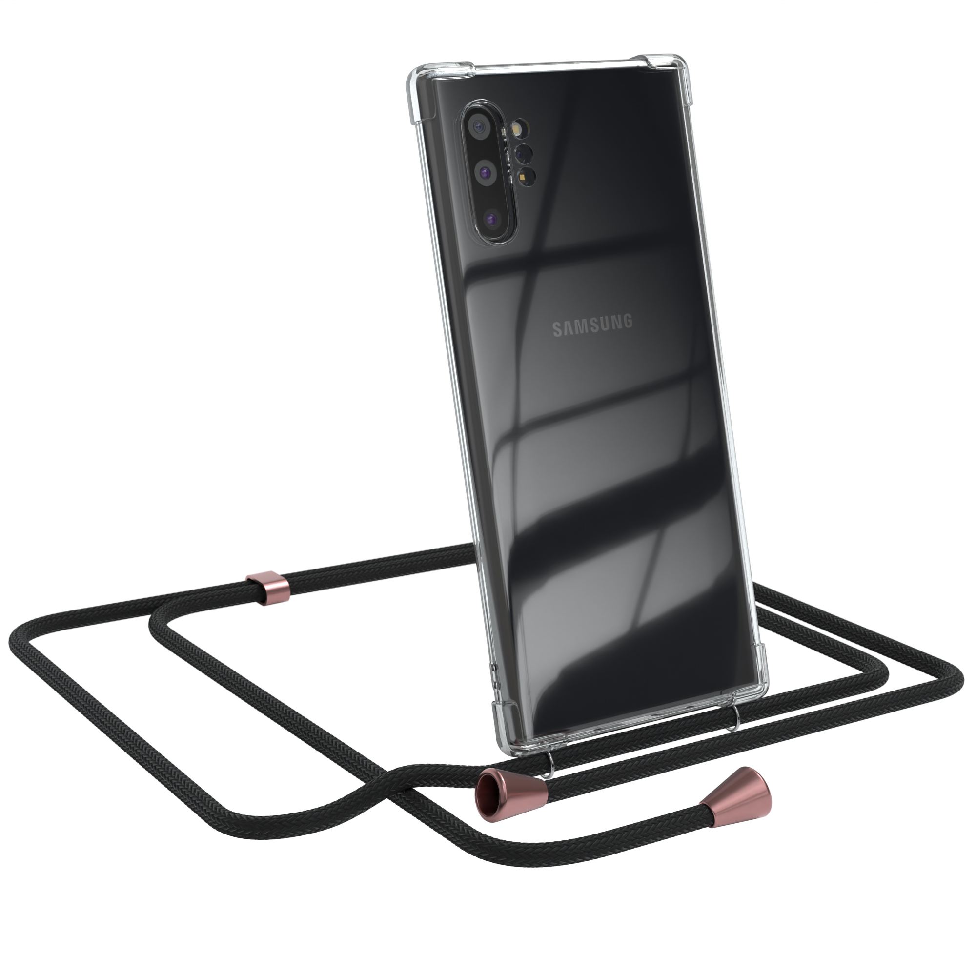 CASE Clear Rosé Plus, Umhängeband, Samsung, Umhängetasche, Cover mit Schwarz EAZY Galaxy 10 Note Clips /