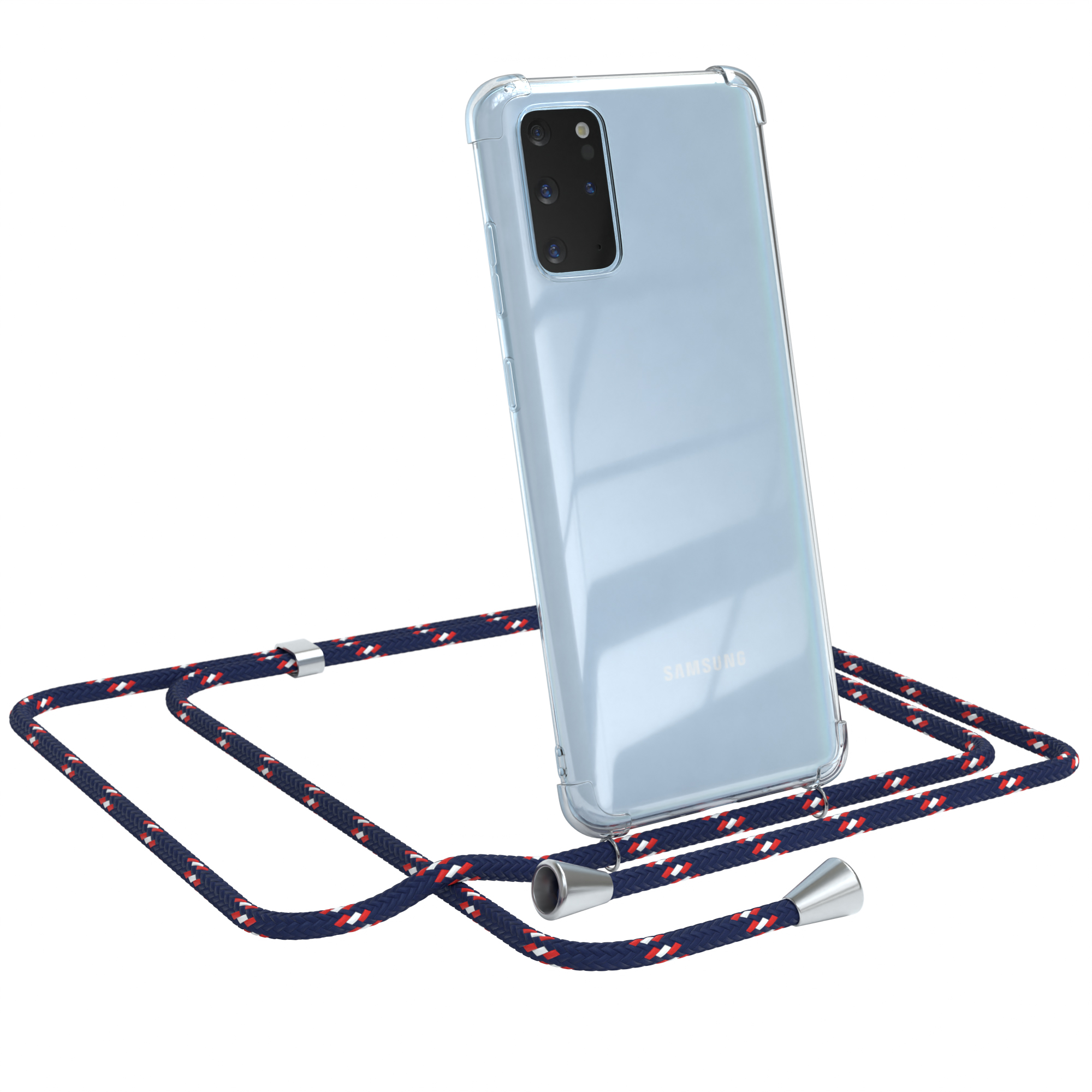 EAZY CASE Plus / Galaxy Silber Cover Camouflage S20 S20 Umhängeband, Clear / Umhängetasche, Samsung, 5G, Blau mit Plus Clips