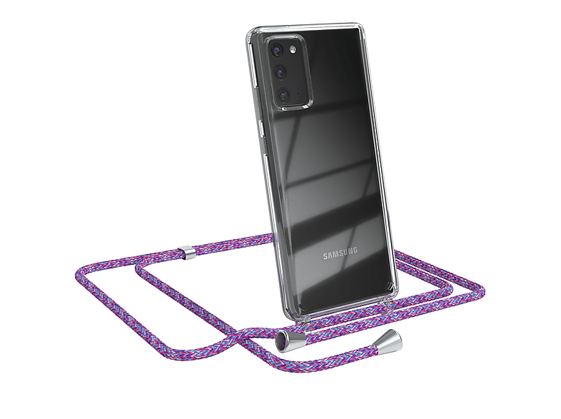 20 Cover Clips / Umhängeband, CASE Samsung, EAZY Silber / Clear Note Note mit 5G, Galaxy 20 Umhängetasche, Lila