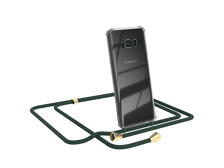 EAZY CASE Clear Cover Samsung, Grün / Galaxy Clips Gold mit S8, Umhängeband, Umhängetasche