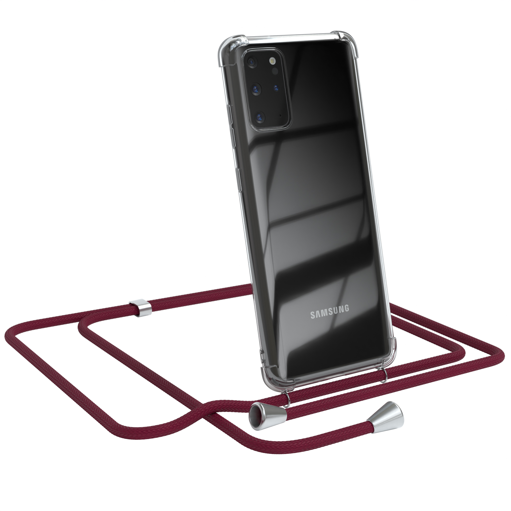 CASE Umhängetasche, 5G, Rot Galaxy Plus / Clips Samsung, Silber S20 Bordeaux EAZY S20 Clear Plus mit Cover Umhängeband, /