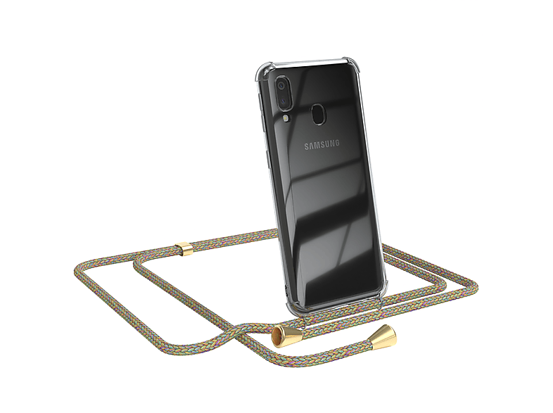 EAZY CASE Samsung, Galaxy Cover Gold Umhängetasche, Bunt Clips Clear Umhängeband, / mit A40