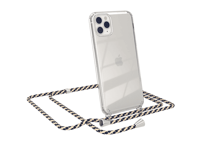 EAZY CASE Clear Cover mit Umhängeband, Umhängetasche, Apple, iPhone 11 Pro Max, Taupe Camouflage