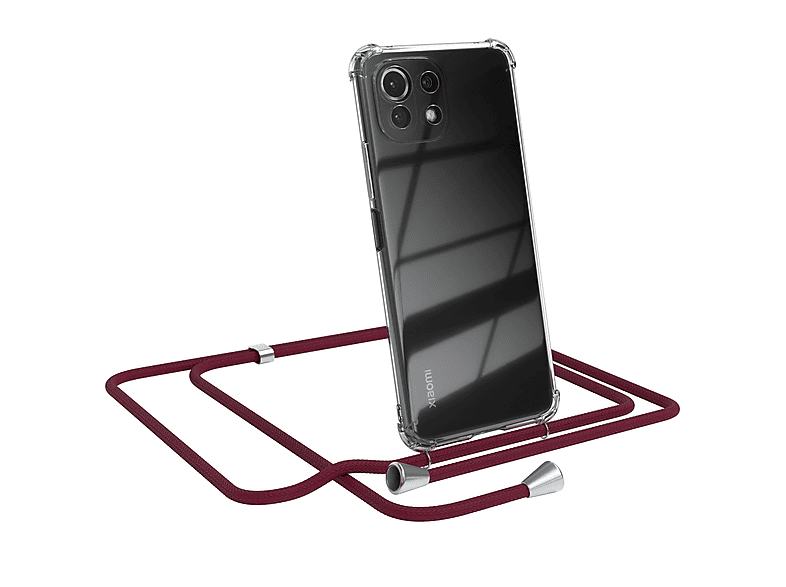 11 11 Cover Lite CASE 5G / Silber EAZY NE, Rot / Clips Lite Umhängeband, 5G / Bordeaux Xiaomi, Clear Umhängetasche, mit Mi