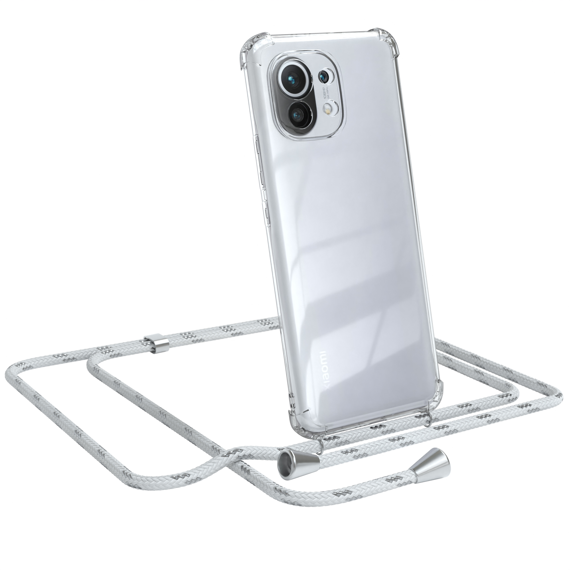 Clear Silber / Xiaomi, EAZY mit Cover Clips 5G, Weiß Mi Umhängeband, CASE Umhängetasche, 11